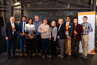 AluminAiry team holding awards at the Chancellor's Innovation Fund ceremony